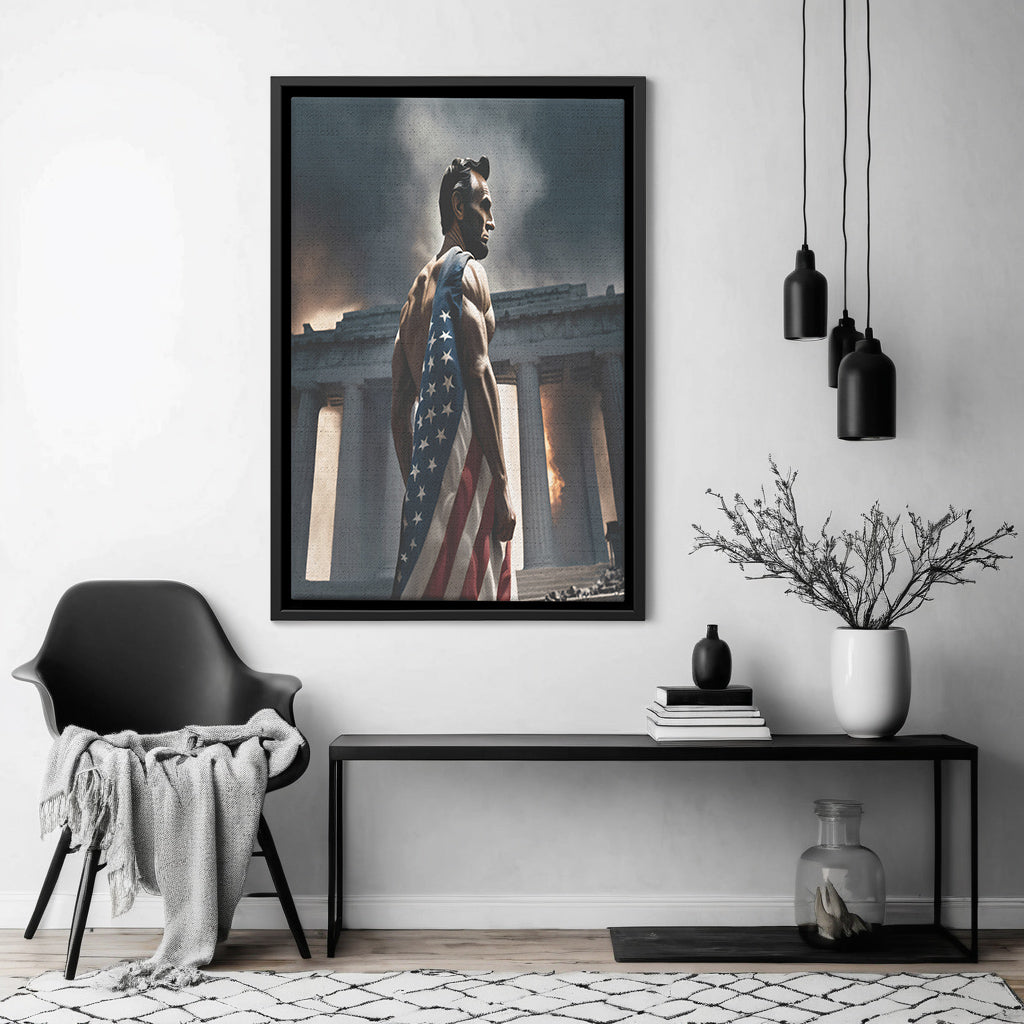 Abraham "Blue Steel" Lincoln (Framed Canvas)