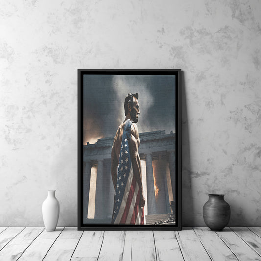 Abraham "Blue Steel" Lincoln (Framed Canvas)