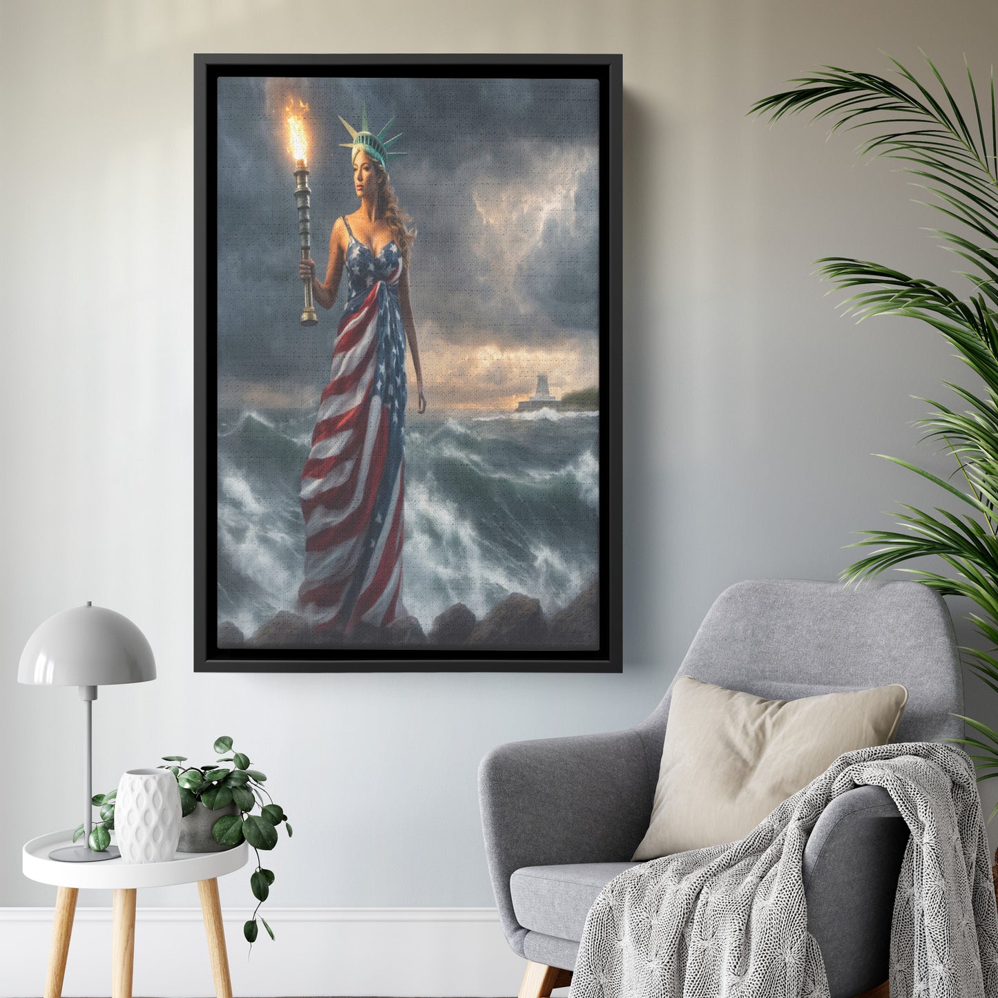 Lady "Beacon Of Hope" Liberty. Canvas Print. Mock2