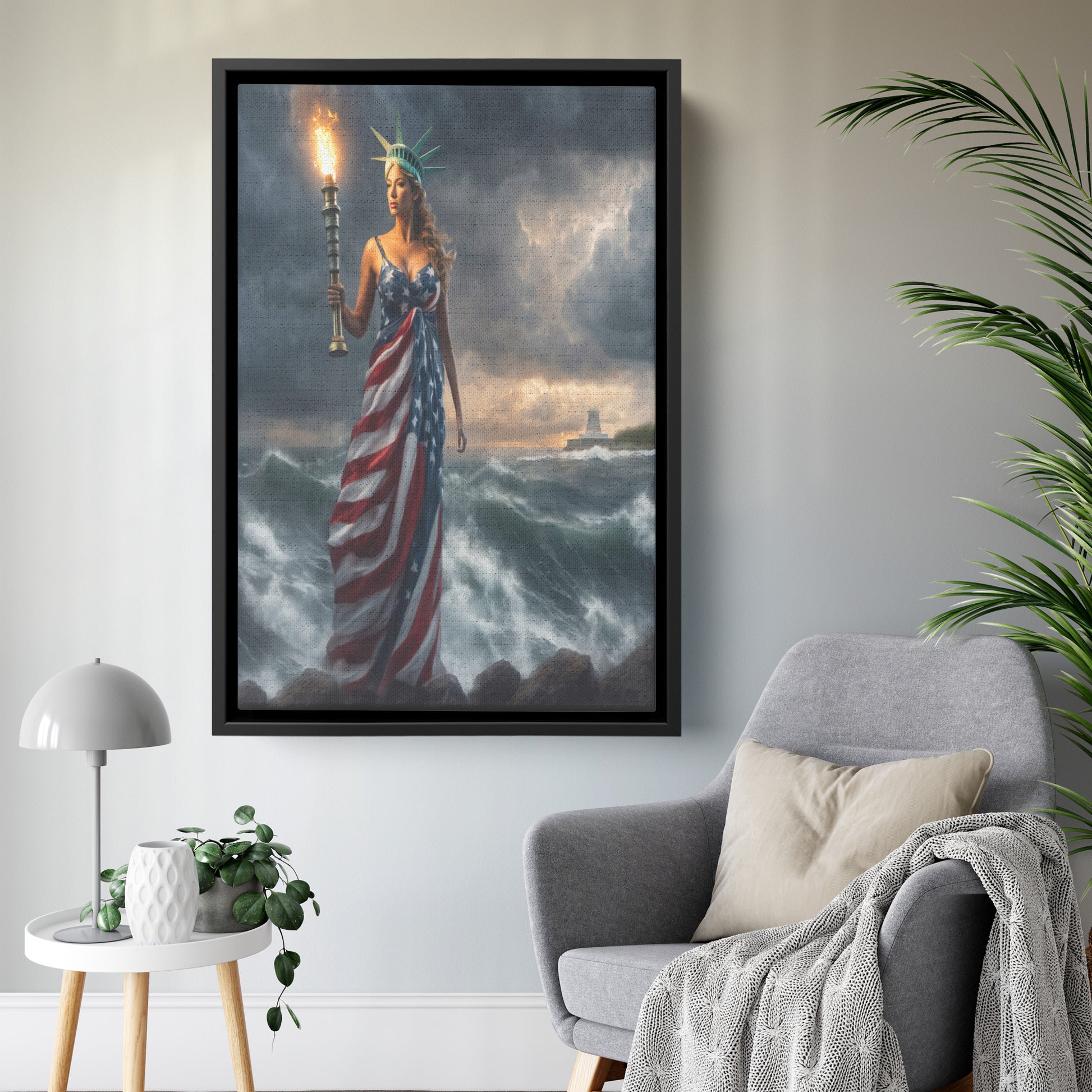 Lady "Beacon Of Hope" Liberty. Canvas Print. Mock2