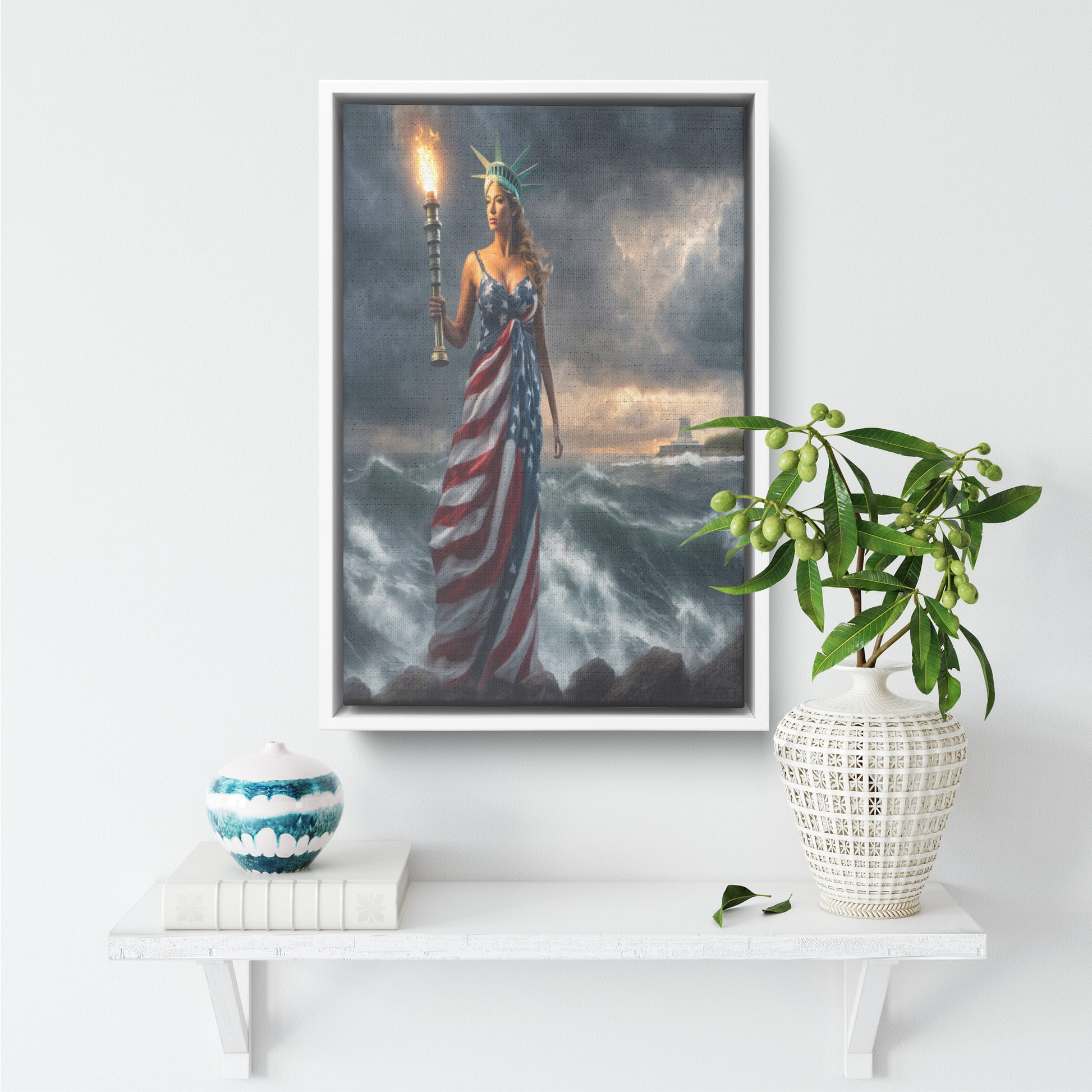 Lady "Beacon Of Hope" Liberty. Canvas Print. Mock4
