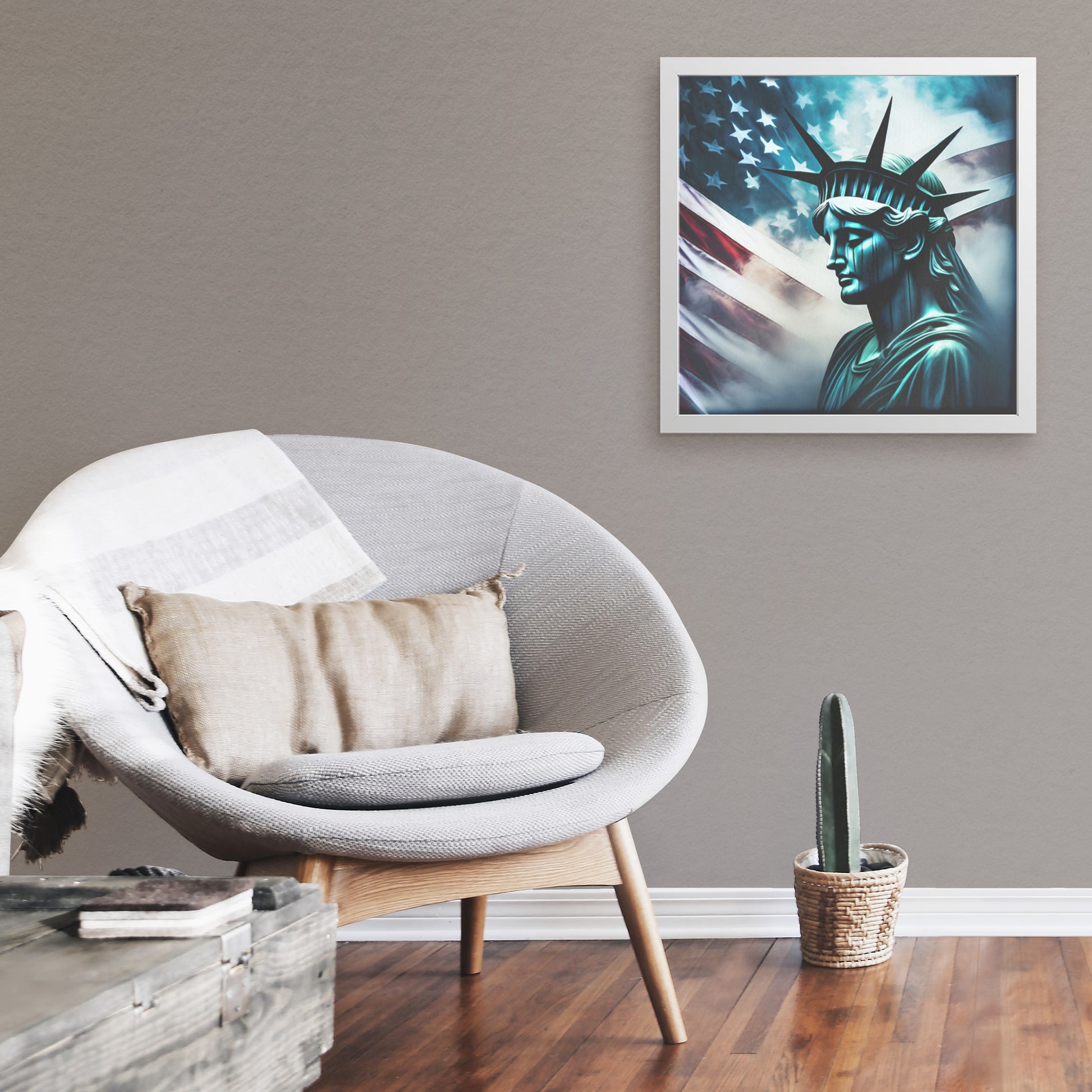 Lady Liberty Of Sorrow. Canvas Print. Mock6