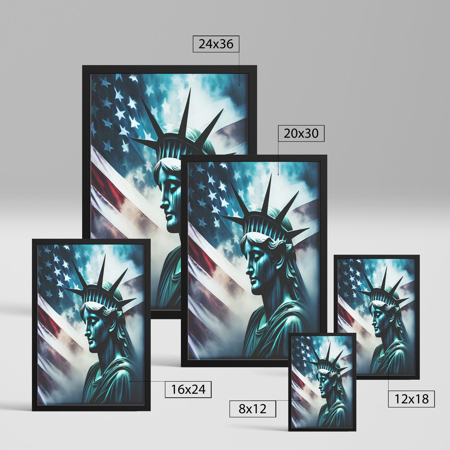 Lady Liberty Of Sorrow. Canvas Print. Mock2