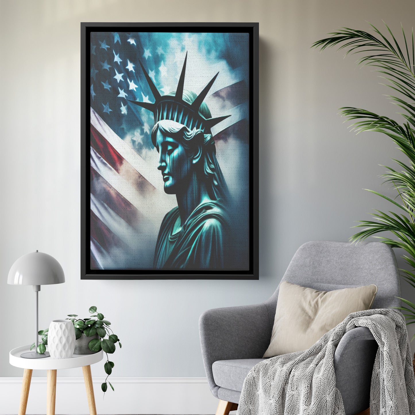 Lady Liberty Of Sorrow. Canvas Print. Mock2