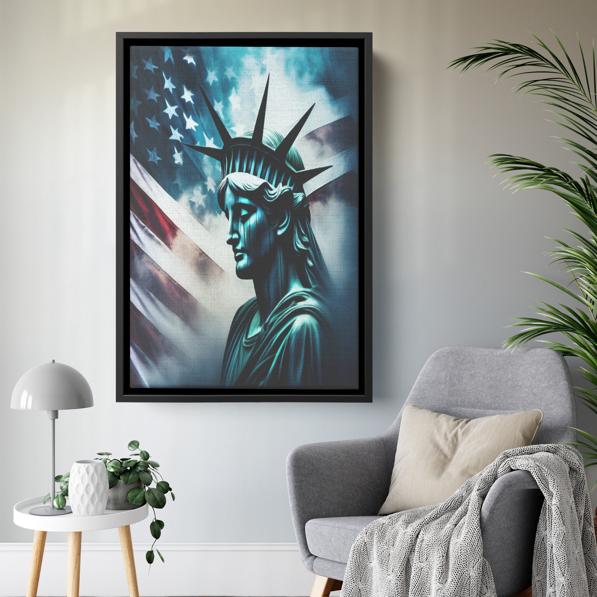 Lady Liberty Of Sorrow. Canvas Print. Mock2