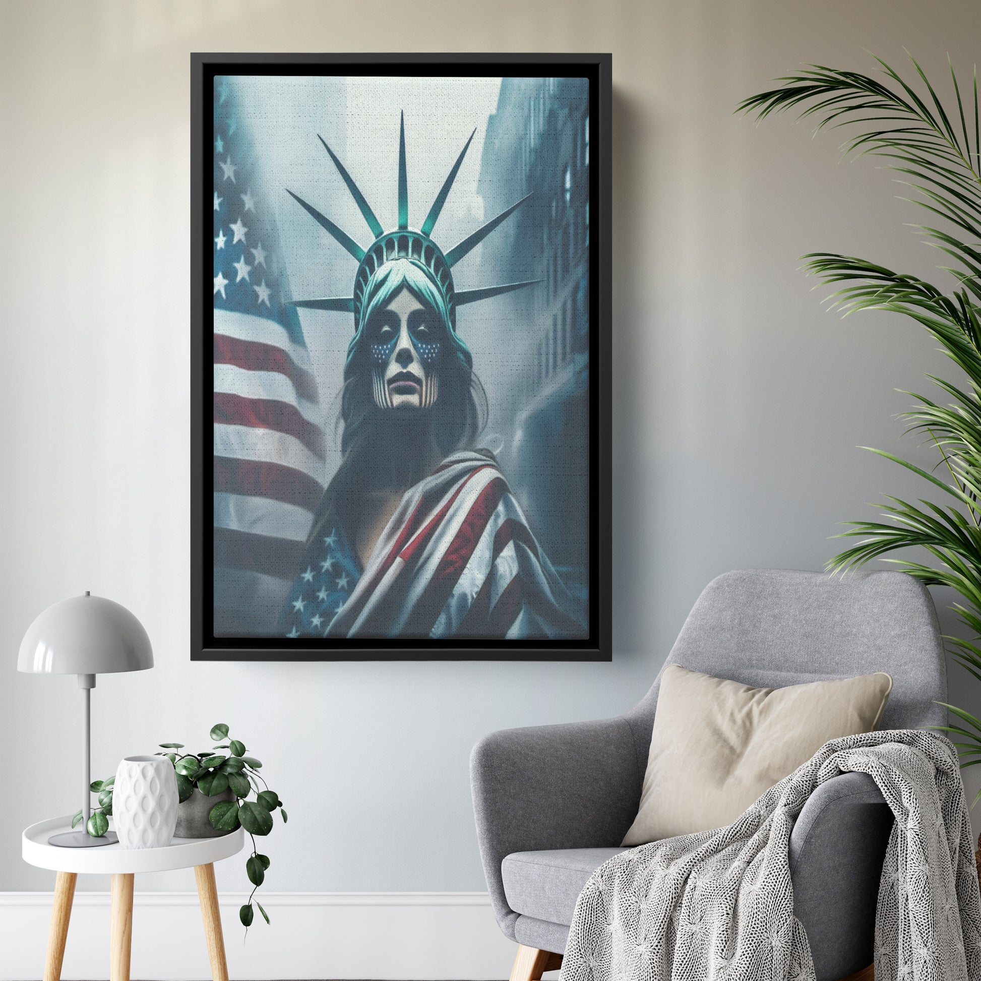 Lady "The Native" Liberty. Canvas Print. Mock2