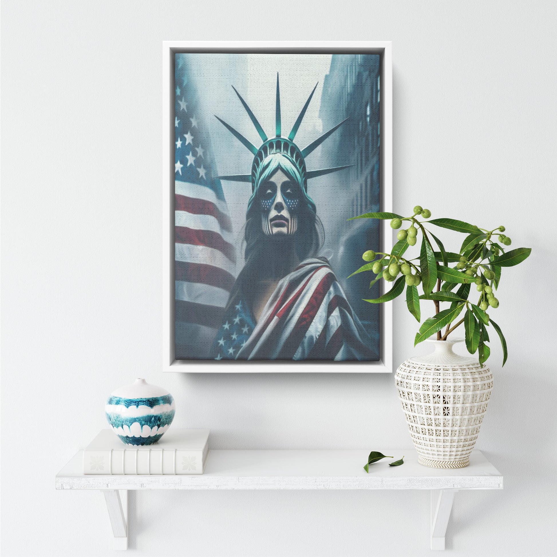 Lady "The Native" Liberty. Canvas Print. Mock4