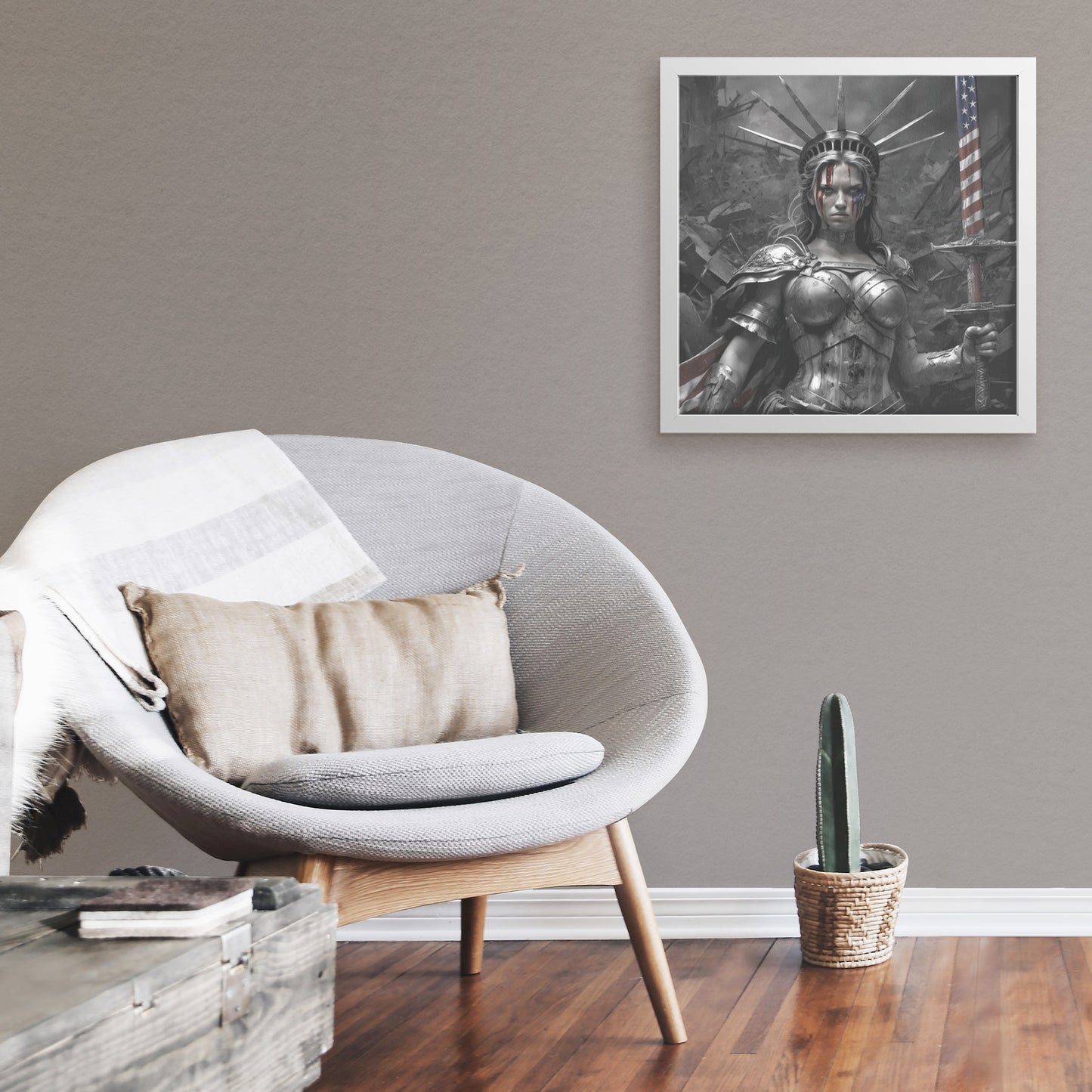 Lady "The Warrior" Liberty. Canvas Print. Mock6