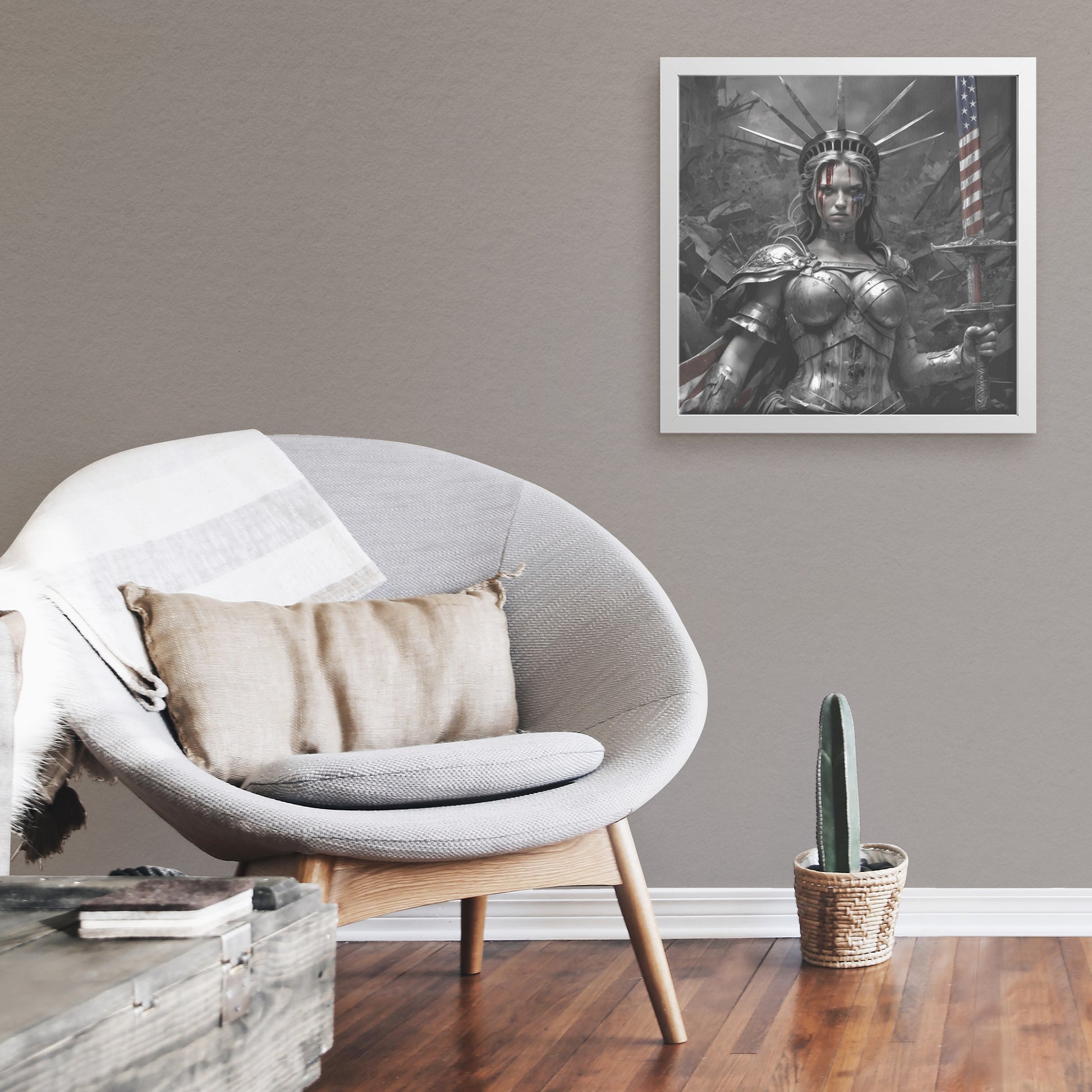 Lady "The Warrior" Liberty. Canvas Print. Mock6
