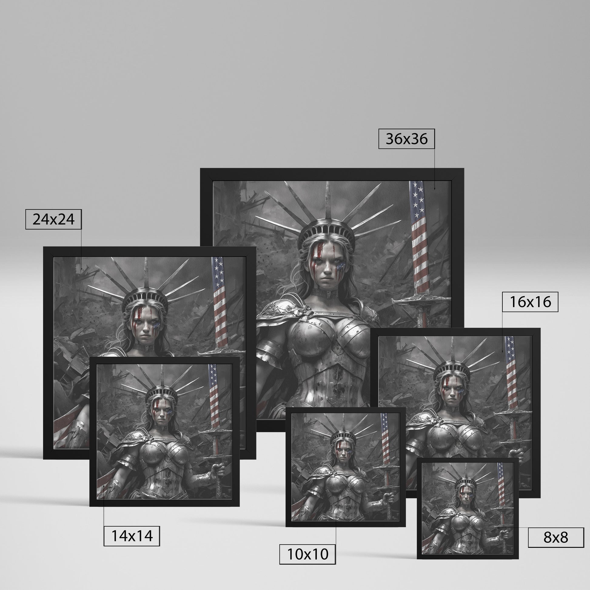 Lady "The Warrior" Liberty. Canvas Print. Mock4