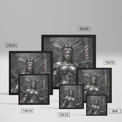 Lady "The Warrior" Liberty. Canvas Print. Mock4