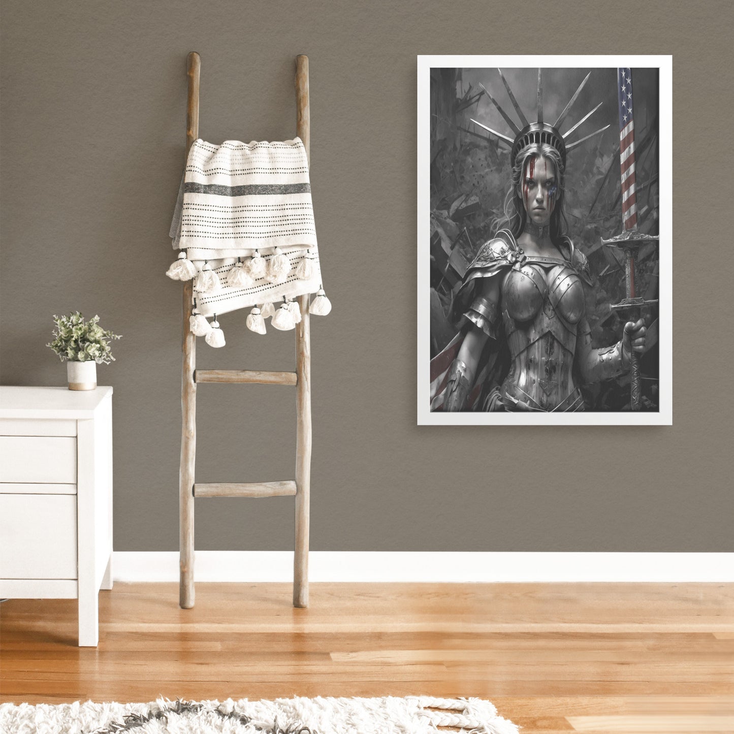 Lady "The Warrior" Liberty. Canvas Print. Mock5