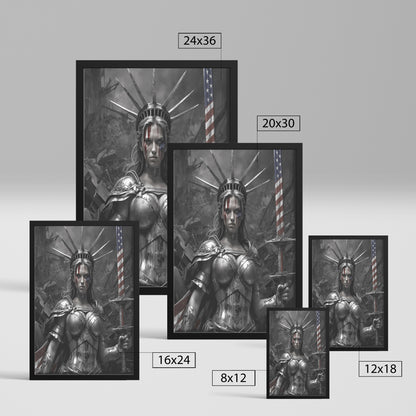 Lady "The Warrior" Liberty. Canvas Print. Mock3