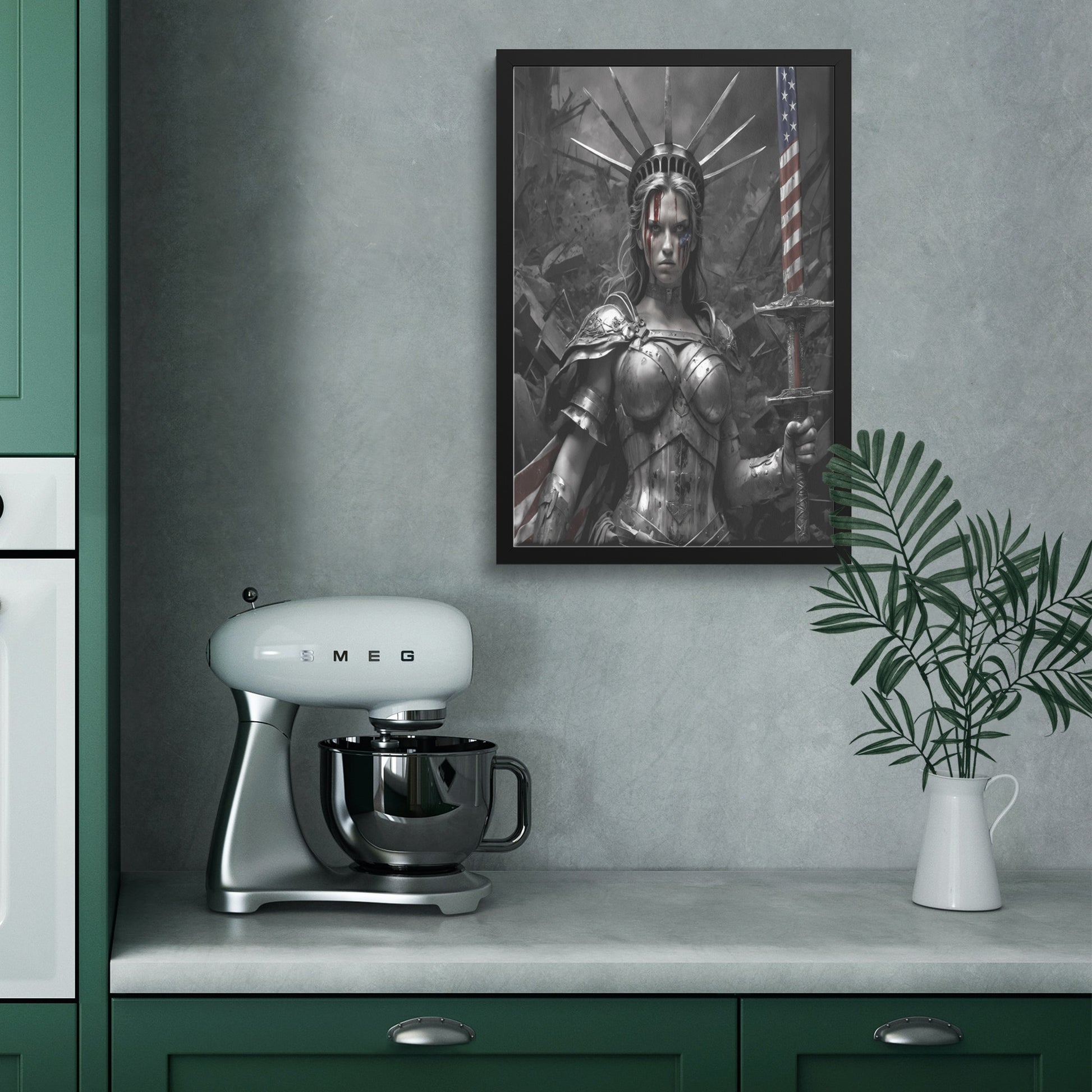 Lady "The Warrior" Liberty. Canvas Print. Mock2