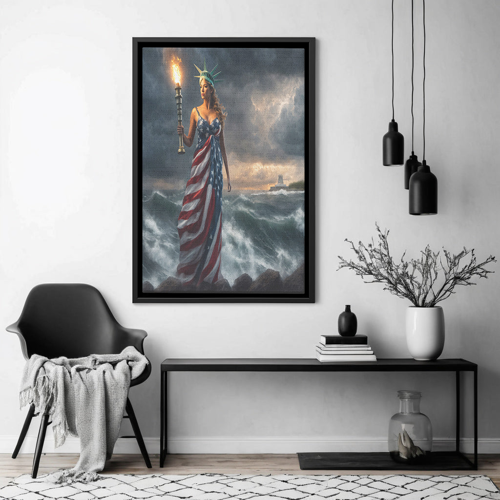 Lady "Beacon Of Hope" Liberty (Framed Canvas)