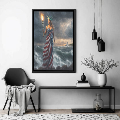 Lady "Beacon Of Hope" Liberty (Framed Canvas)