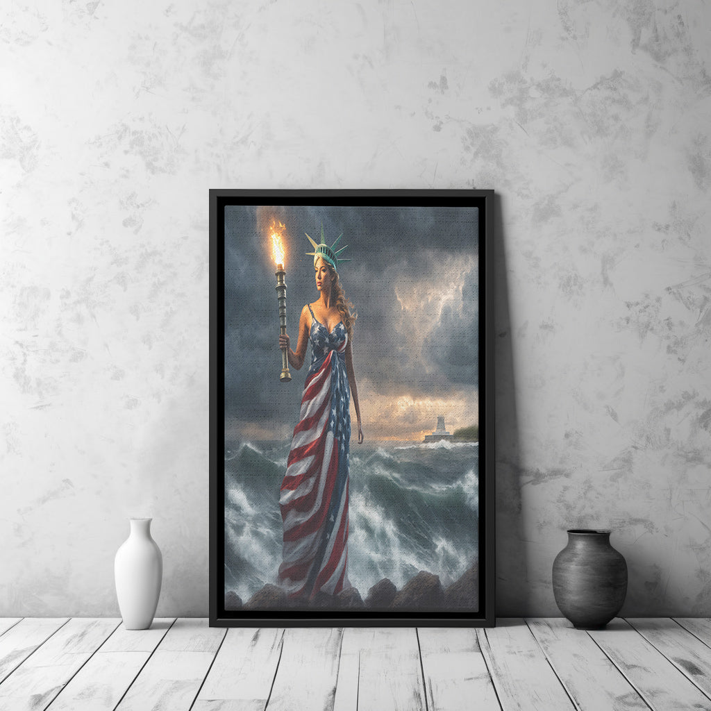 Lady "Beacon Of Hope" Liberty (Framed Canvas)